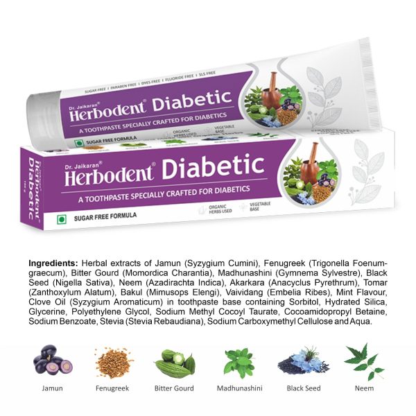 Herbodent® Diabetic Toothpaste 3.53 oz Pack of 2 SLS-Free Sugar-Free Containing Jamun, Fenugreek, Bitter Gourd, and More Herbs - Image 2